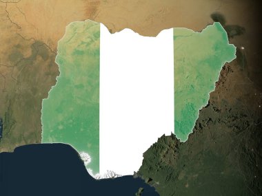 Nijerya, gerçekçi Dünya 'da ulusal bayrağıyla kaplandı. Bu görüntünün öğeleri ESA tarafından desteklenmektedir.