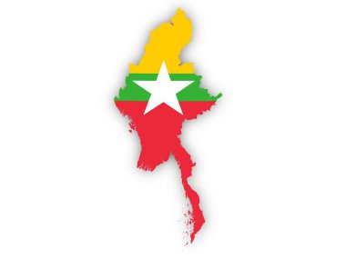 Beyaz arka planda Myanmar 'ın bayrağı var. Bu görüntünün öğeleri ESA tarafından desteklenmektedir.