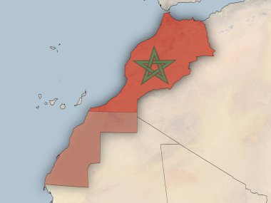 Fas haritası ulusal bayrağıyla örtülmüş. Bu görüntünün öğeleri ESA tarafından desteklenmektedir.