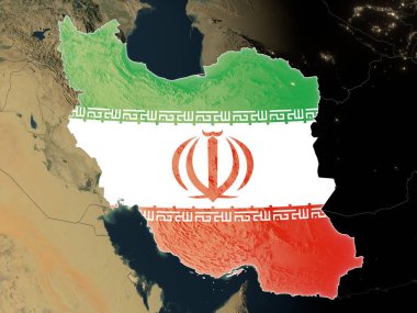 İran, gerçekçi Dünya 'da ulusal bayrağıyla kaplandı. Bu görüntünün öğeleri ESA tarafından desteklenmektedir.