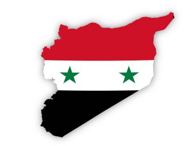 Suriye bayrağı beyaz arka planda ülke şeklinde. Bu görüntünün öğeleri ESA tarafından desteklenmektedir.