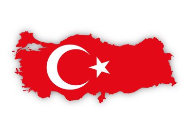 Beyaz arka planda ülke şeklinde Türkiye bayrağı. Bu görüntünün öğeleri ESA tarafından desteklenmektedir.