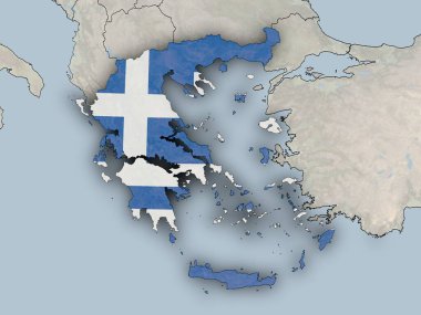 Yunanistan haritası ulusal bayrağıyla örtüldü. Bu görüntünün öğeleri ESA tarafından desteklenmektedir.