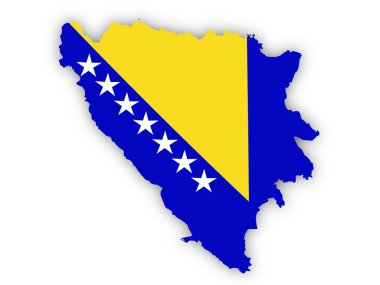 Beyaz arka planda Bosna-Hersek bayrağı görülüyor. Bu görüntünün öğeleri ESA tarafından desteklenmektedir.