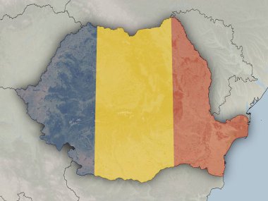 Romanya haritası ulusal bayrağıyla örtüldü. Bu görüntünün öğeleri ESA tarafından desteklenmektedir.