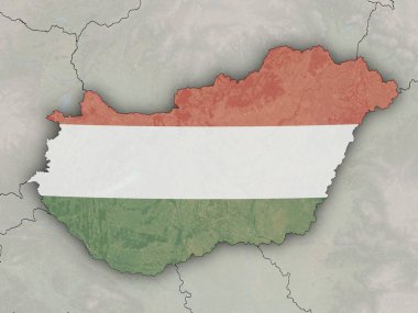 Macaristan haritası ulusal bayrağıyla kaplandı. Bu görüntünün öğeleri ESA tarafından desteklenmektedir.