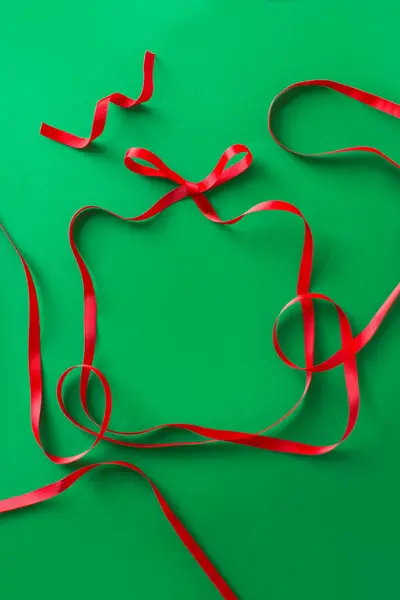 Weihnachten Thema Band Auf Grünem Hintergrund Kopieren Raum Vorlage Bild Stockbild