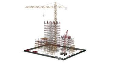 Yapı Yapılandırma Sitesi, BIM Projesi, 3D oluşturma, 3d illüstrasyon