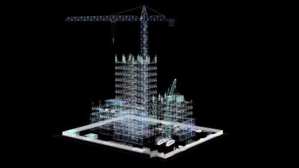Building Contruction Site Bim Project Rendering Illustration — 图库视频影像