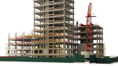 Yapı Yapılandırma Sitesi, BIM Projesi, 3D oluşturma, 3d illüstrasyon