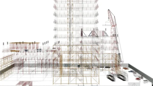 Building Contruction Site Progetto Bim Rendering Illustrazione — Foto Stock