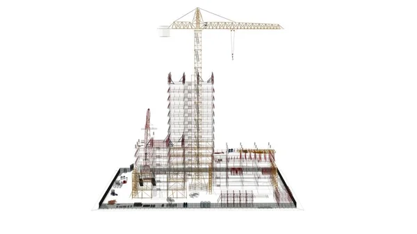 Building Contruction Site Bim Project Rendering Illustration — 图库照片