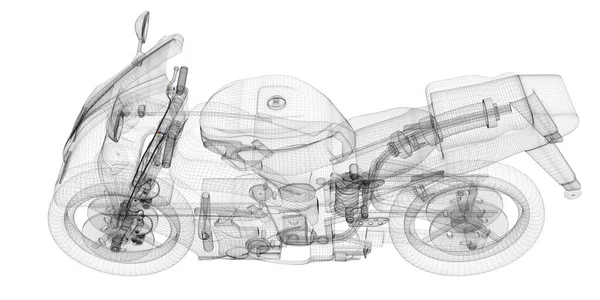 Race Motorcycle Wireframe Project Blueprint Technical Detail Rendering Illustration — Stock Photo, Image