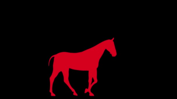 Horse Silhouette Rendering Illustrazione — Video Stock