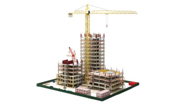 Yapı Yapılandırma Sitesi, BIM Projesi, 3D oluşturma, 3d illüstrasyon