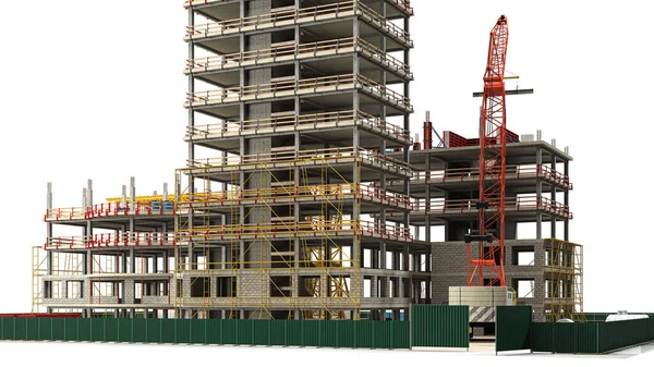 Building Contruction Site Progetto Bim Rendering Illustrazione — Foto Stock