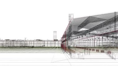 BIM Deposu projesi uçup gidiyor, mağaza, dergi, depo, depo, depo, depo, 3D, 3D illüstrasyon, kablo çerçevesi