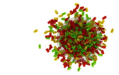 beyaz izole kase renkli şekerler 