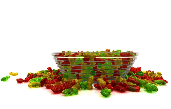 Colorful Candies Bowl Isolated White — Stock Photo, Image