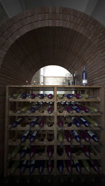 Interior Design Wine Cellar Bottles — Stock Photo, Image