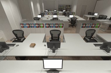 Modern bir ofisin içinde. 