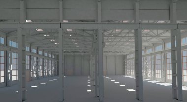 3D bir fabrika inşaatı 