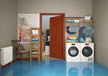 Modern çamaşır odasının içi