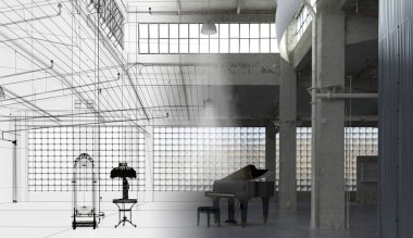 Modern iç tasarım ve 3D çizim. 