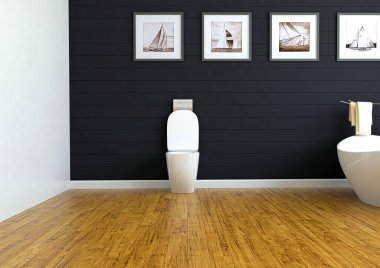 Tuvalet kapağı banyoda. 