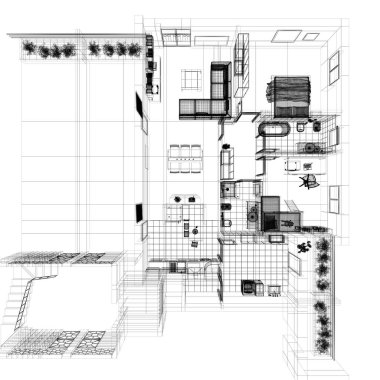 ev planı, çizim, 3 boyutlu çizim