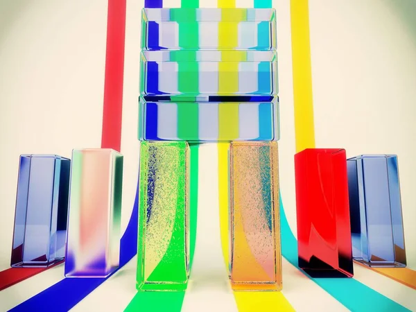 Görüntüleme Renkli Geometrik Küpler Soyut Arkaplan Fütürist Tasarım — Stok fotoğraf