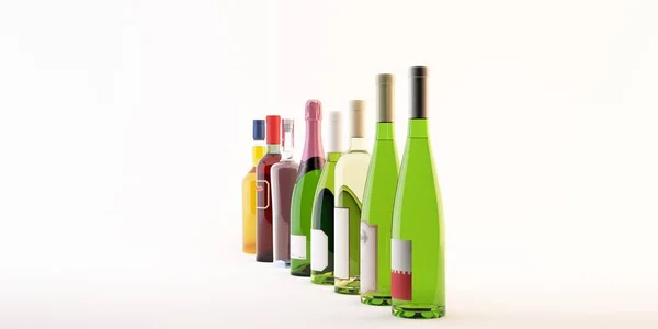 Colored Wooden Bottles White Background — Stock Photo, Image