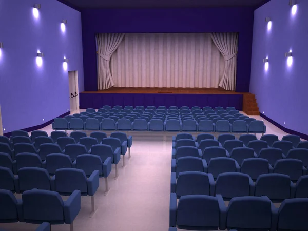 一个大音乐厅的大厅 3D渲染 — 图库照片