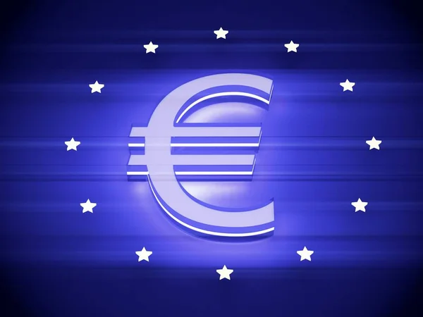 stock image euro currency symbol on blue background. 