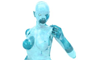 3 boyutlu kadın su modeli beyaza izole edildi. 