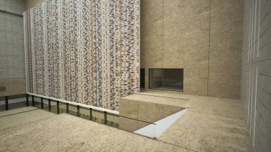 Kütüphane odasının 3d görüntülemesi