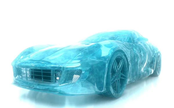 白い背景に隔離された車の形の水 Dイラスト — ストック写真