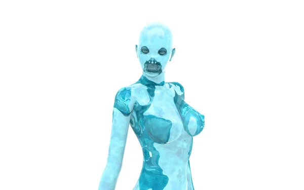 Rendering Vrouwelijk Model Van Water Geïsoleerd Wit — Stockfoto