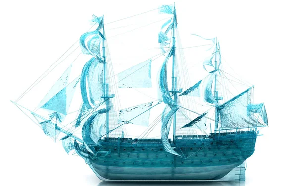 Segelschiff Auf Weißem Hintergrund Rendern — Stockfoto