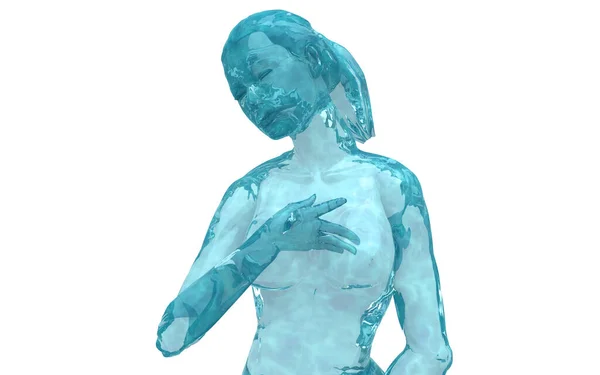 Rendering Female Model Water Isolated White — Stock Photo, Image