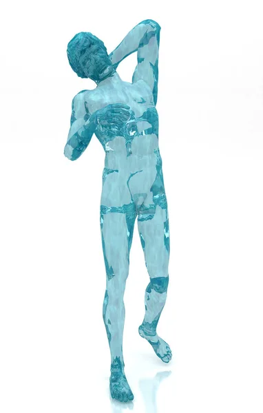 Ilustración Digital Una Figura Humana Agua Con Dolor Zona Del —  Fotos de Stock