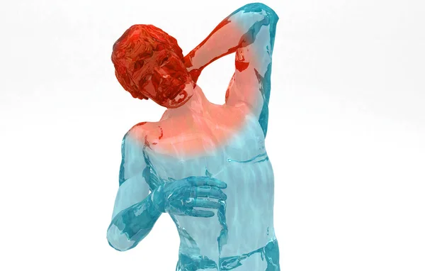 Digital Illustration Human Figure Water Pain Neck Area — Stock Photo, Image
