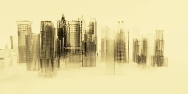 Ilustración Ciudad Futurista Abstracta Con Edificios Ciudad — Foto de Stock