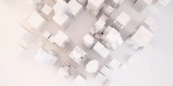 3Dイラスト 都市の建物と抽象的な未来都市 — ストック写真