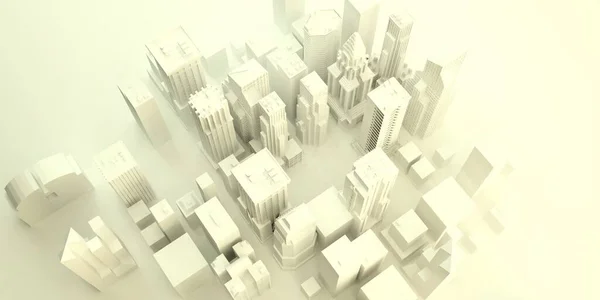 Ilustração Cidade Futurista Abstrata Com Edifícios Cidade — Fotografia de Stock