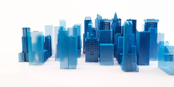 3Dイラスト 都市の建物と抽象的な未来都市 — ストック写真