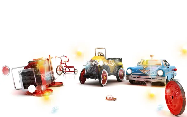 Acidente Com Carro Retro Carros Brinquedo — Fotografia de Stock