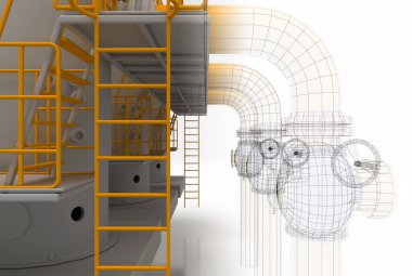 Endüstriyel iç yapılandırmanın 3 boyutlu hali 