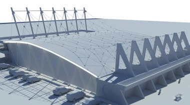 Modern bir stadyumun 3 boyutlu görüntüsü  