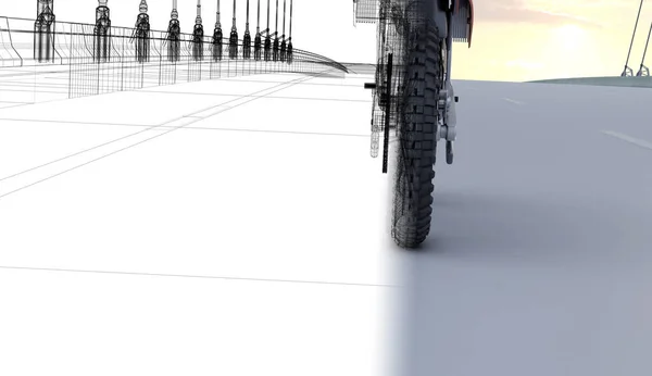 Yollu Motosiklet Sürüşünün Dijital Bileşimi — Stok fotoğraf
